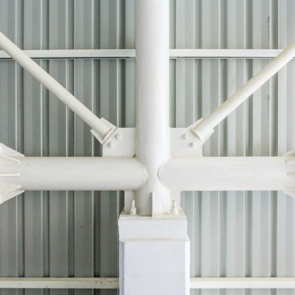 Steel structure at connection joint.