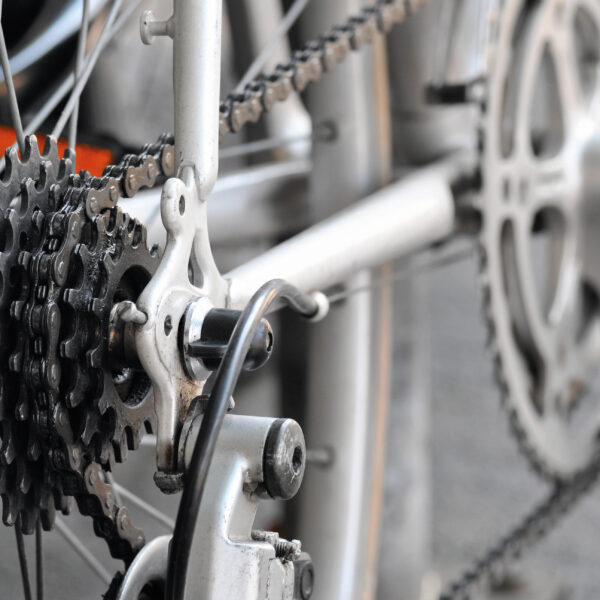 Close up of bicycle gears